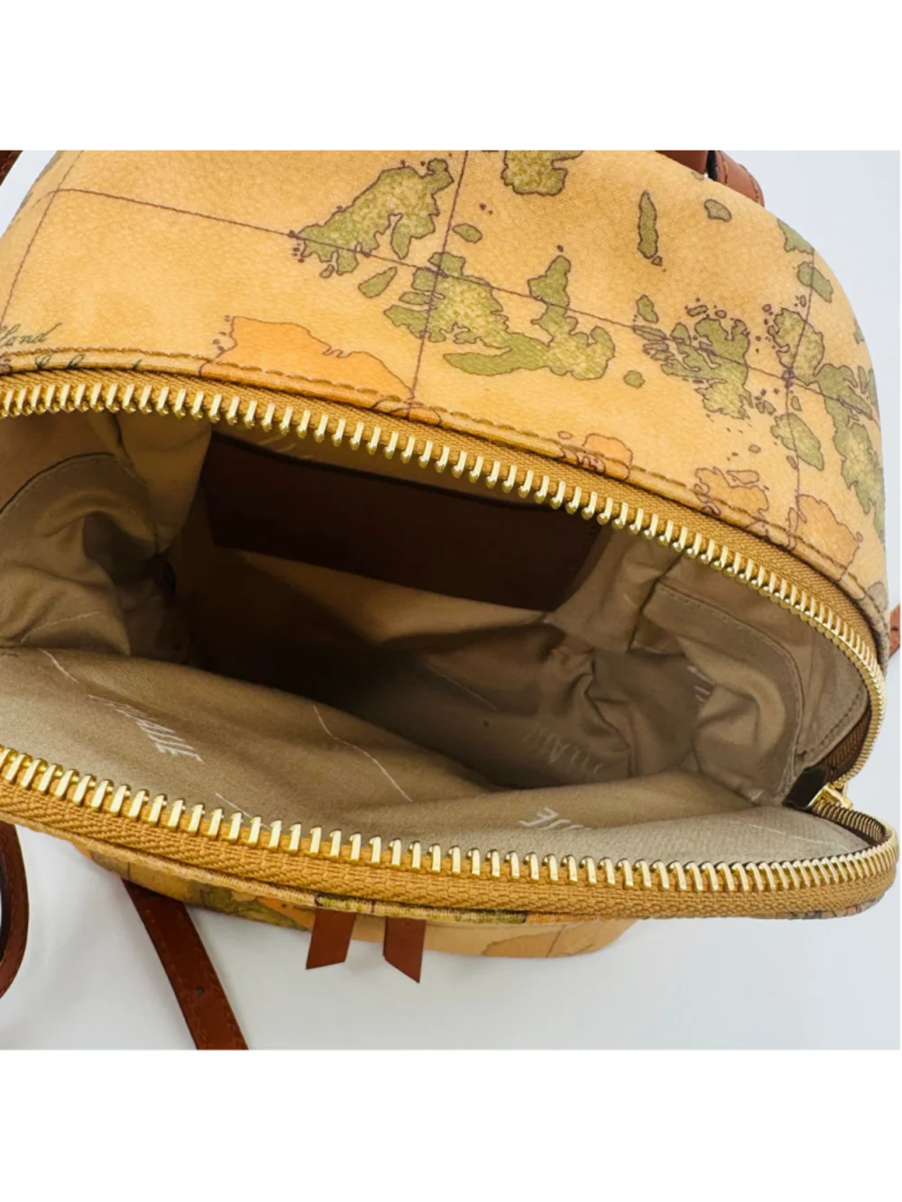 Alviero Martini 1A Classe Geo Map Print Small Backpack Beige Brown